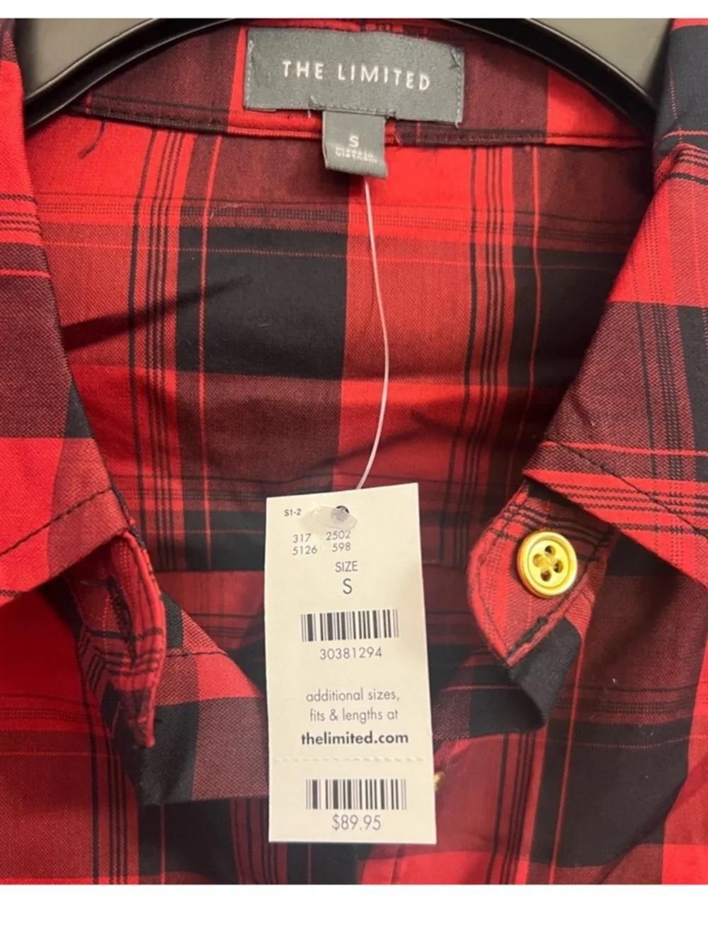 The Limited Red and Black Plaid Long-Sleeve Shirt Dress - Picture 5 of 6
